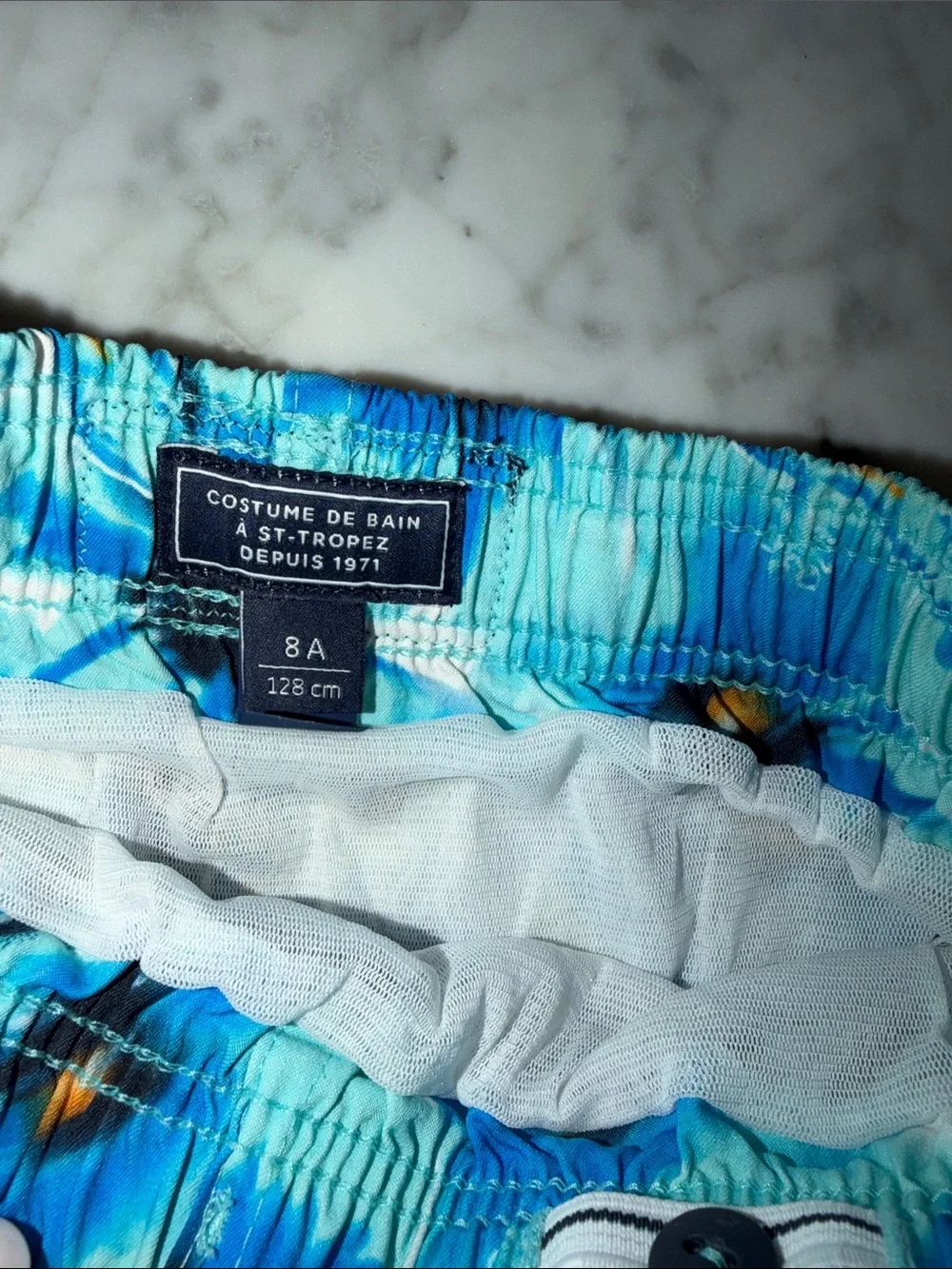 Vilebrequin Blue Tropical Lizard Print Swim Trunks 8Y